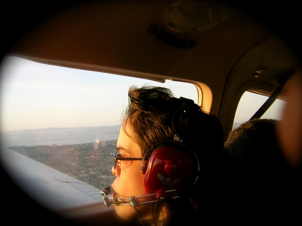 Co-Pilot Delia enjoying a SF Bay Tour sunset. 